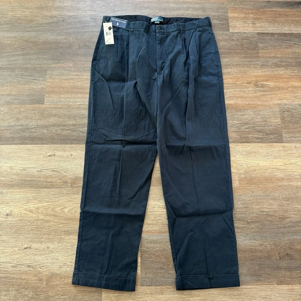 NWT VTG Polo Ralph Lauren Hammond Pant Men's Navy‎ Blue Double Pleated Classic